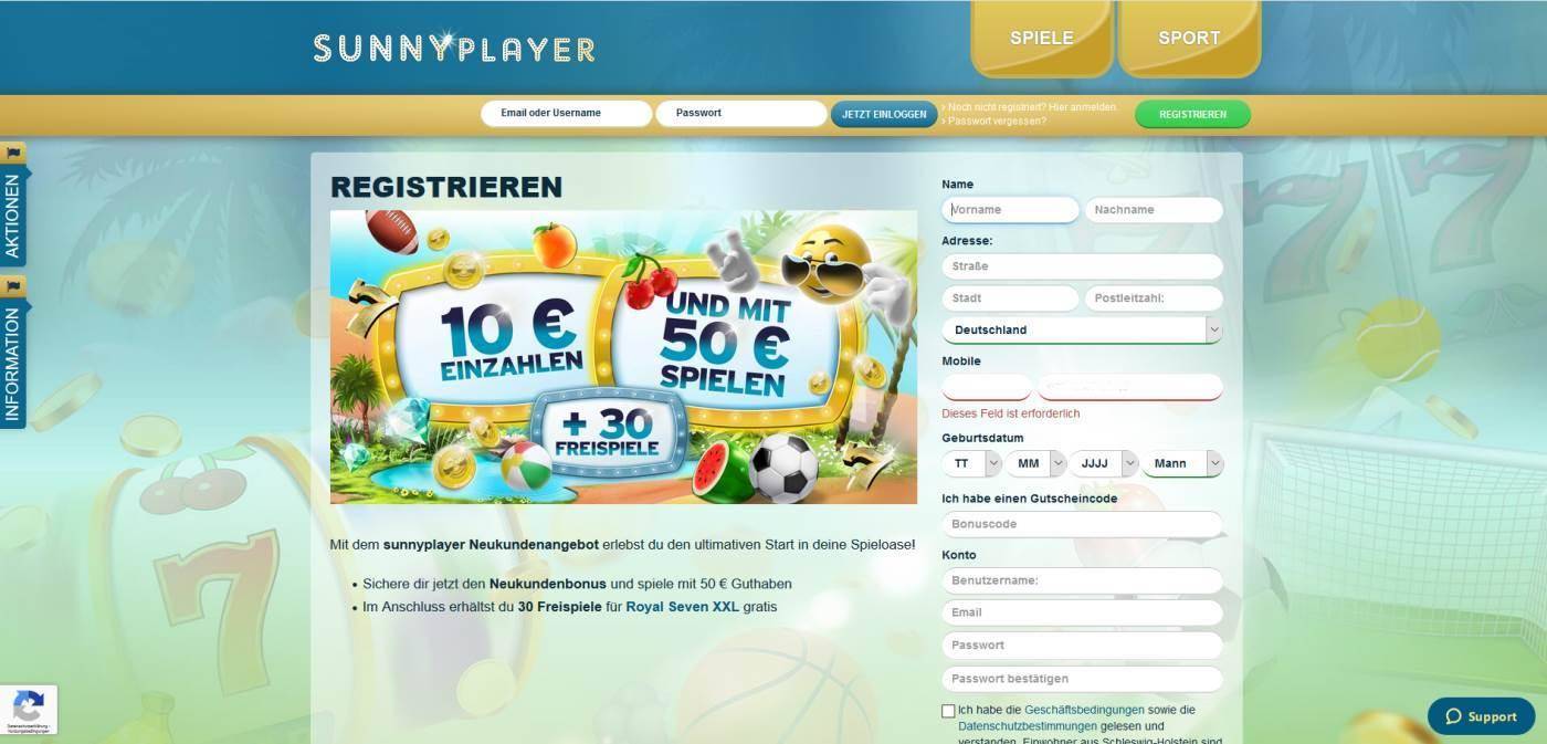 registrering av sunnyplayer