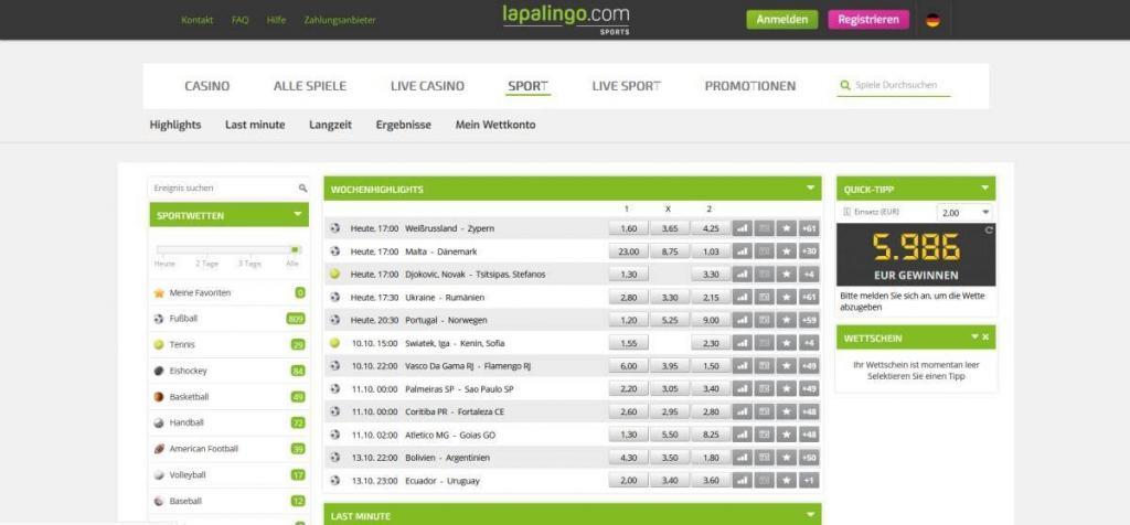 lapalingo sport - Online Casino Test - Welches ist 2021 das Beste?