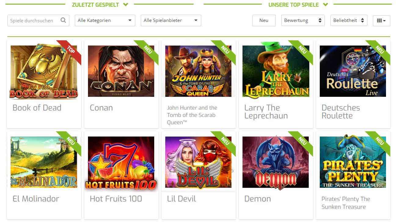 Spiele im Lapalingo Casino