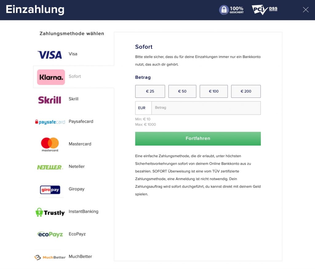 CasinoEuro Zahlungsmethoden