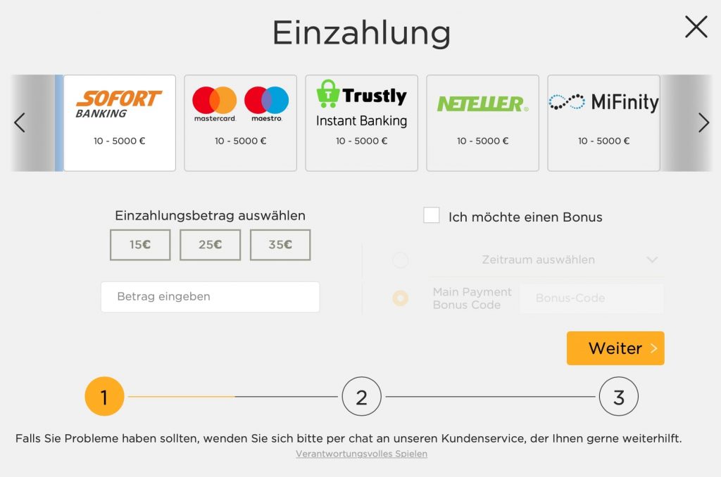 Zahlungsmethoden Casino Cruise