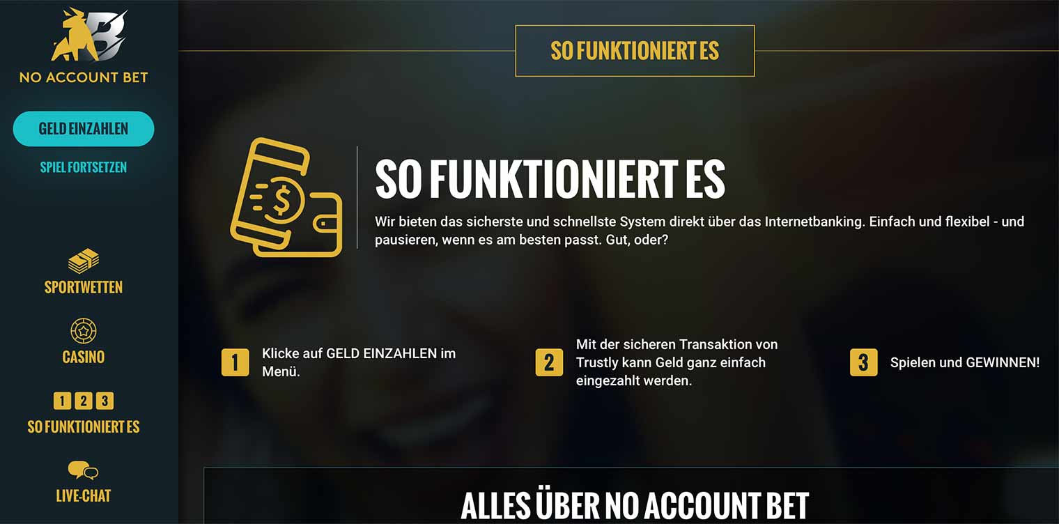 Zahlungsmethoden von No Account Bet
