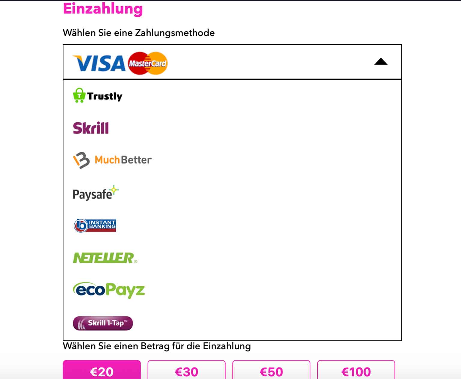 Vegas Wins Zahlungsmethoden